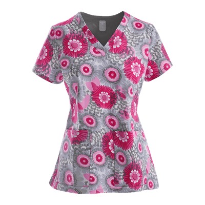 Med Couture Scrubs Right On Cue Print Top