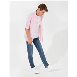 Bordo Slim Fit Uzun Kollu Gömlek