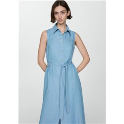 Vestido lyocell camisero lazo