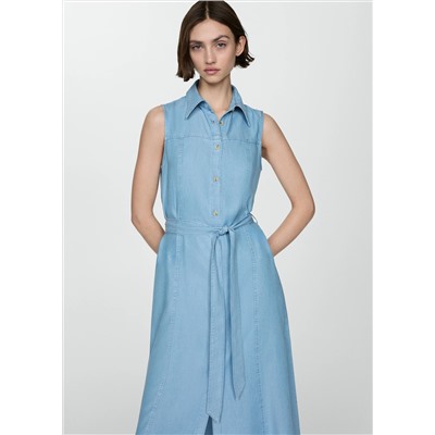 Vestido lyocell camisero lazo