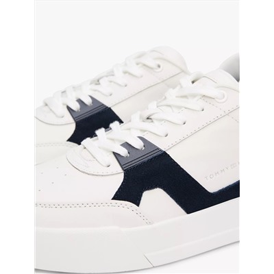 Leather Contrast Panel Court Sneaker