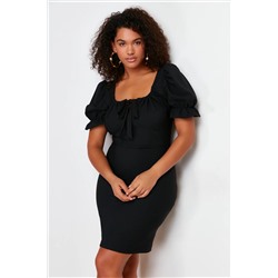 Siyah A-Line Mini Dokuma Elbise TBBSS24AH00017