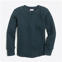 Boys' long-sleeve thermal shirttail-hem crewneck shirt