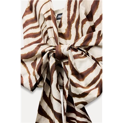 PRINTED SURPLICE HALTER TOP