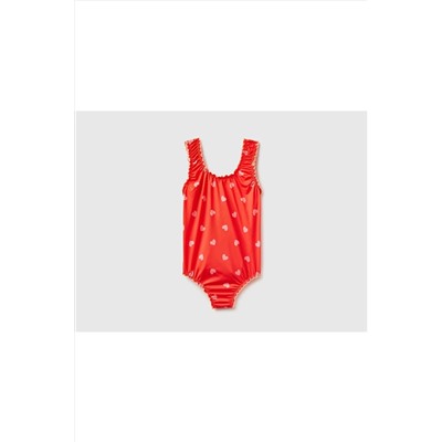 United Colors of Benetton Kız Çocuk Pembe Kalp Desenli Mayo Pembe 623P3HGZ0I00F