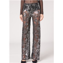 Palazzo-Leggings aus Tüll mit Pailletten