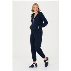 Kadın Lacivert Kapüşonlu Basic Sweatshirt