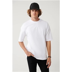Avva, Erkek Beyaz %100 Pamuk Bisiklet Yaka Baskılı T-shirt A41y1325