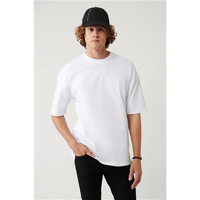 Avva, Erkek Beyaz %100 Pamuk Bisiklet Yaka Baskılı T-shirt A41y1325