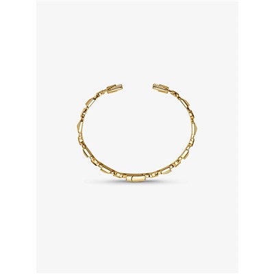 MICHAEL KORS Precious Metal-Plated Sterling Silver Pavé Open Hinge Bangle
