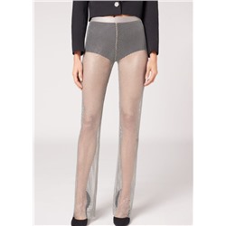 Leggings aus Netzgewebe mit glänzendem Strass