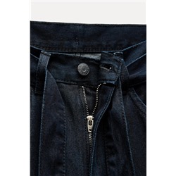 TRF BELTED DENIM TROUSERS