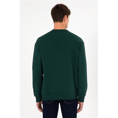 Erkek Koyu Yeşil Basic Sweatshirt