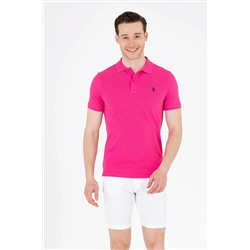 Erkek Fuşya Basic Polo Yaka Tişört