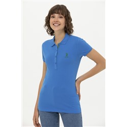 Kadın Saks Basic Polo Yaka Tişört