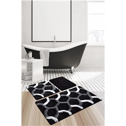 Chilai Home ELEGANT SİYAH 3 LU SET Klozet Takımı, Banyo Paspas Seti Halısı 8682125935867