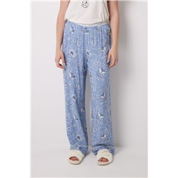Pantalón largo estampado flores azules