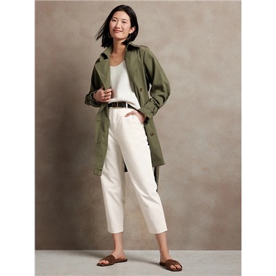 High-Rise Pleated Crop Authentic Chino