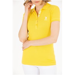 Kadın Sarı Basic Polo Yaka Tişört