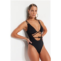 TRENDYOLMİLLA Siyah Cut Out Detaylı Mayo TBESS22MA0234