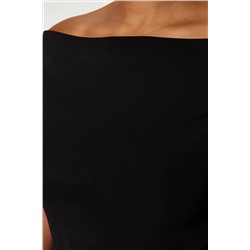 Siyah Kayık/Degaje/Madonna Yaka Örme Bluz TBBSS24AF00021