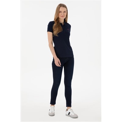 Kadın Lacivert Basic Polo Yaka Tişört