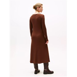 Boatneck Rib-Knit Midi Dress