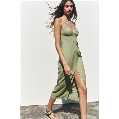 LINEN MIDI DRESS