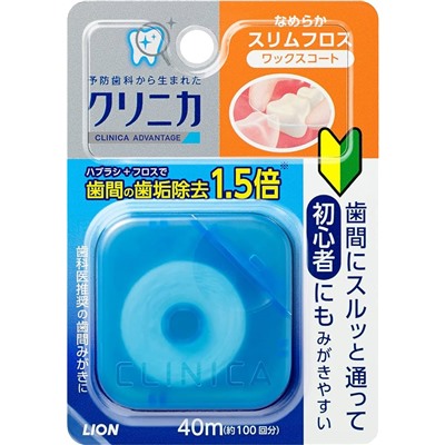 LION Clinica Sponge Floss зубная нить, утолщенная 1,5 мм, длина 40 метров
