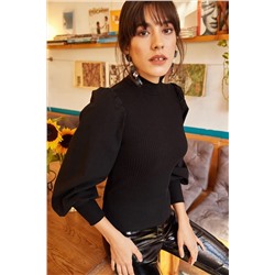 Olalook Kadın Siyah Balon Kol Bluz BLZ-19000705