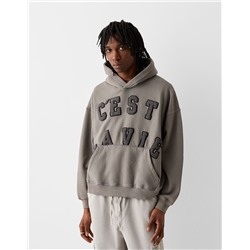 Boxy fit hoodie with patches