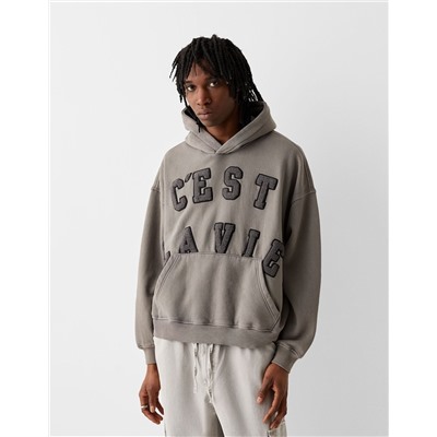 Boxy fit hoodie with patches