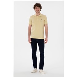 Erkek Slim Fit Polo Yaka Açık Haki Basic Tişört