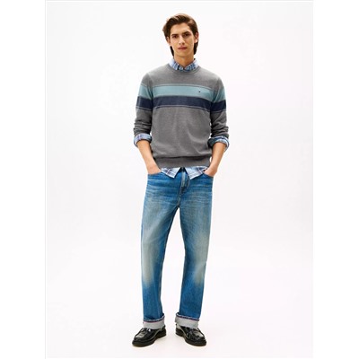 Block-Stripe Crewneck Sweater