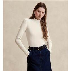Ribbed Mock-Neck T-Shirt
