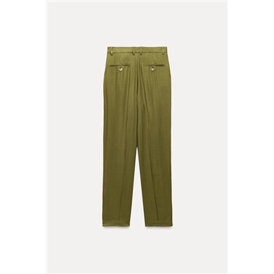 LINEN BLEND DARTED TROUSERS