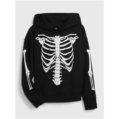 Kids Glow-In-The-Dark Skeleton Pull-On Hoodie