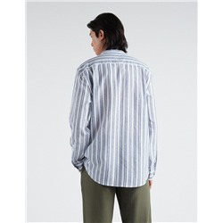 Linen Blend Shirt, Men, Dark Blue