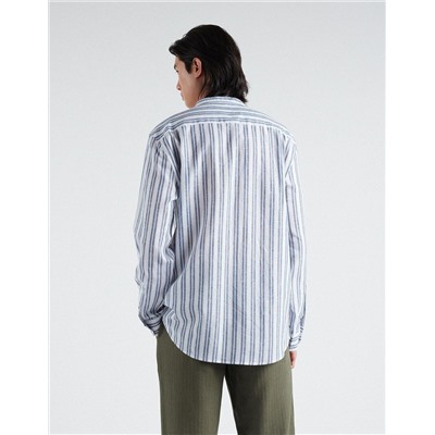 Linen Blend Shirt, Men, Dark Blue