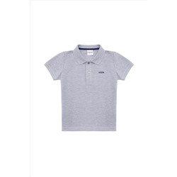 Erkek Çocuk Gri Melanj Basic Polo Yaka Tişört