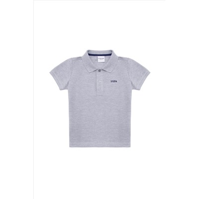 Erkek Çocuk Gri Melanj Basic Polo Yaka Tişört