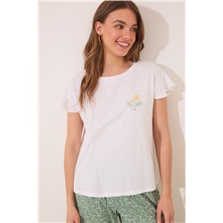 Pijama Capri 100% algodón marfil