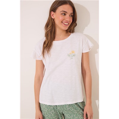 Pijama Capri 100% algodón marfil