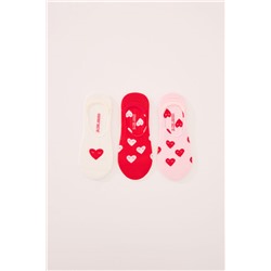 Pack 3 calcetines invisibles algodón print corazones