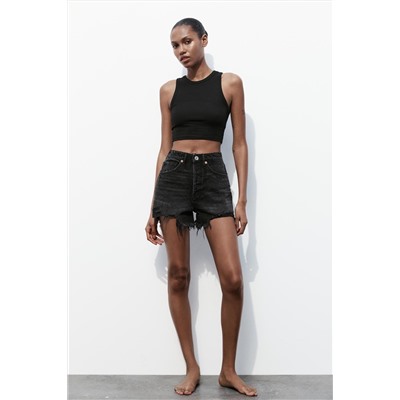 RIBBED CROPPED HALTER TOP