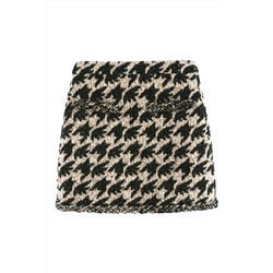 Minifalda de lana de tiro alto Negro y marrón