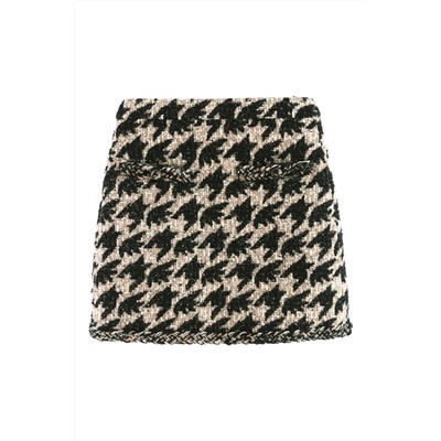 Minifalda de lana de tiro alto Negro y marrón
