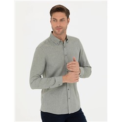 Yeşil Slim Fit Uzun Kollu Gömlek