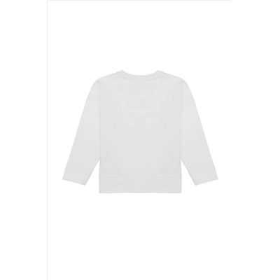 Çocuk Ekru Bisiklet Yaka Sweatshirt