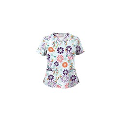 UA Honeycombs And Flowers White Print Scrub Top